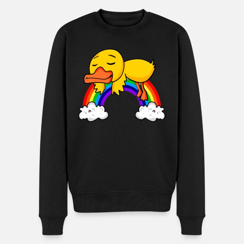 Regenbogen Ente - Männer Premium Bio Pullover - Schwarz