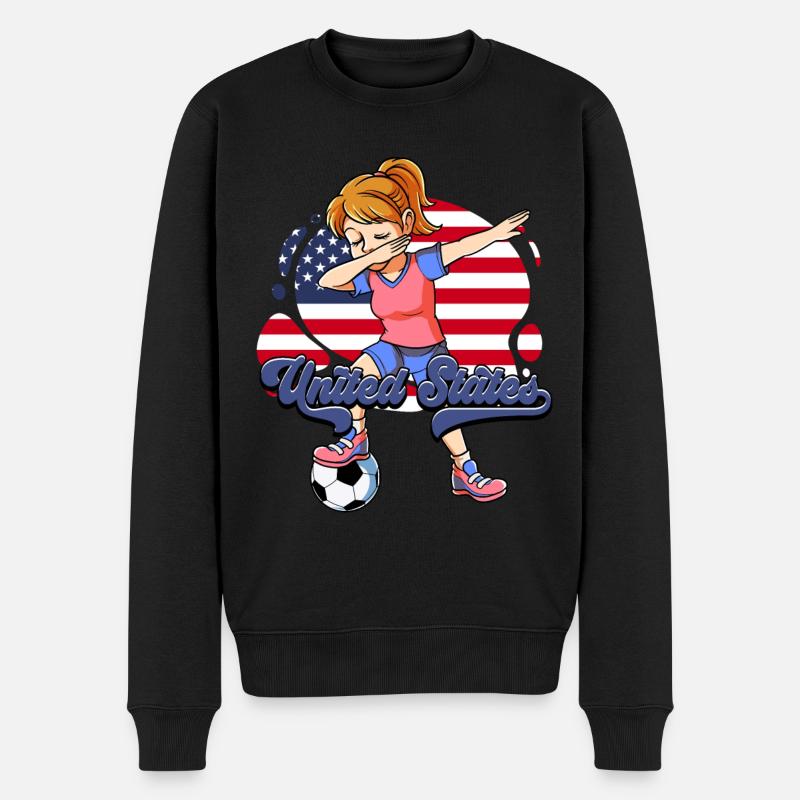 Usa Fußball - Männer Premium Bio Pullover - Schwarz