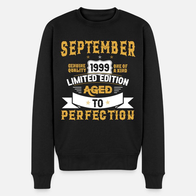 Geburtstag September 1999 geboren Vintage - Männer Premium Bio Pullover - Schwarz