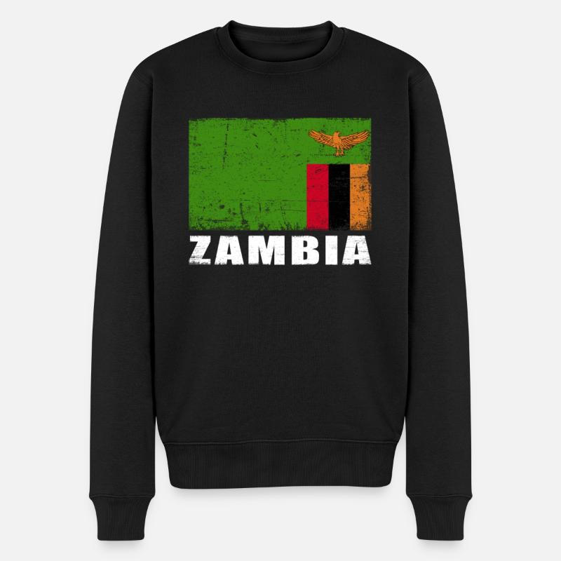 Sambia Flagge Grunge Sambia Fahne - Männer Premium Bio Pullover - Schwarz