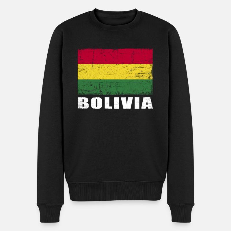 Bolivie Drapeau Grunge Bolivie Drapeau - Pull Premium bio Homme - noir