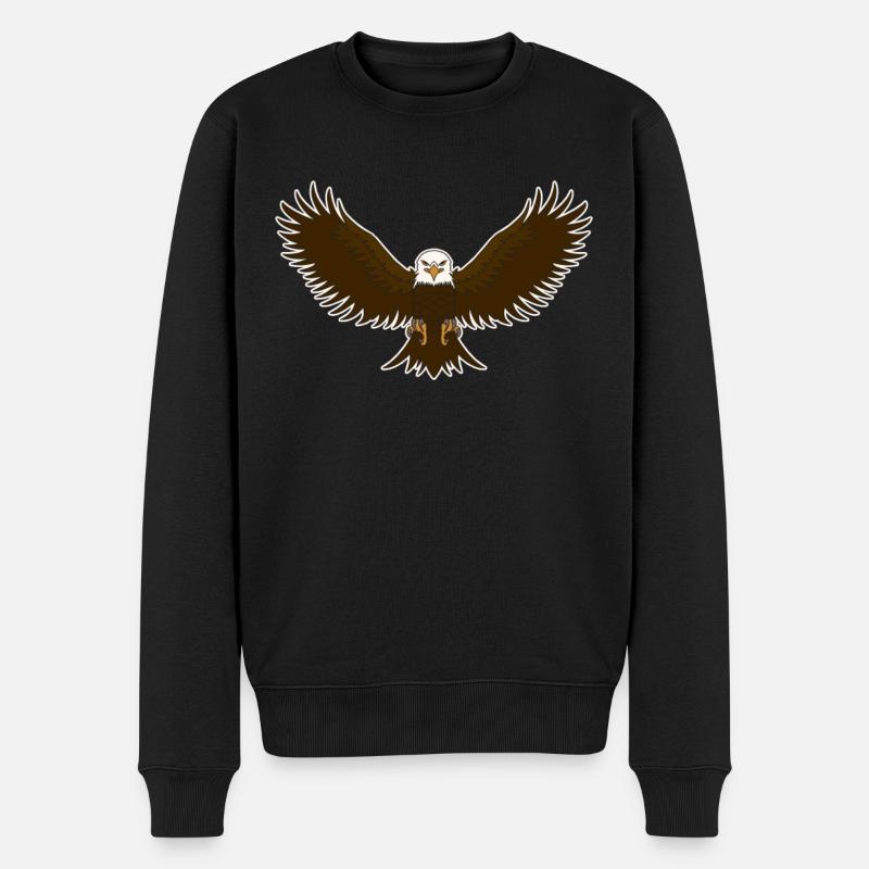 Greifvogel Tier Adler Motiv mit Vogelmotiv - Männer Premium Bio Pullover - Schwarz
