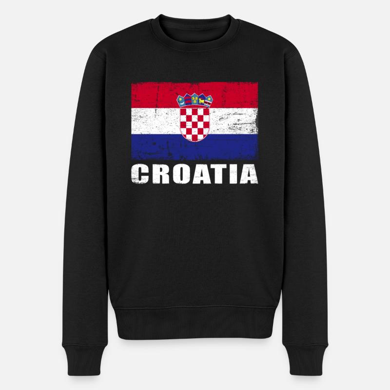 Croatie Drapeau Grunge Croatie Drapeau - Pull Premium bio Homme - noir