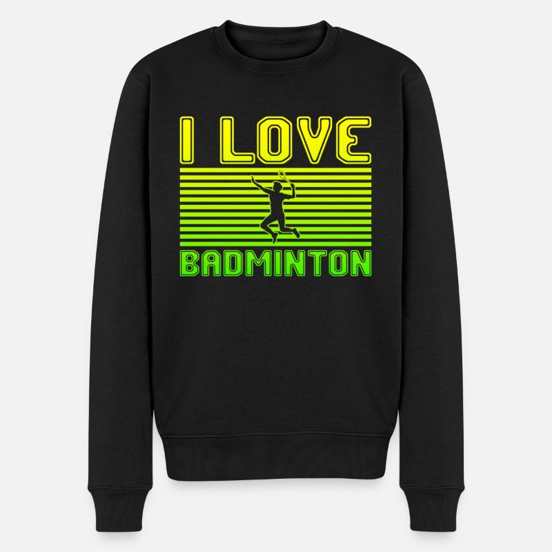 I love badminton - Männer Premium Bio Pullover - Schwarz