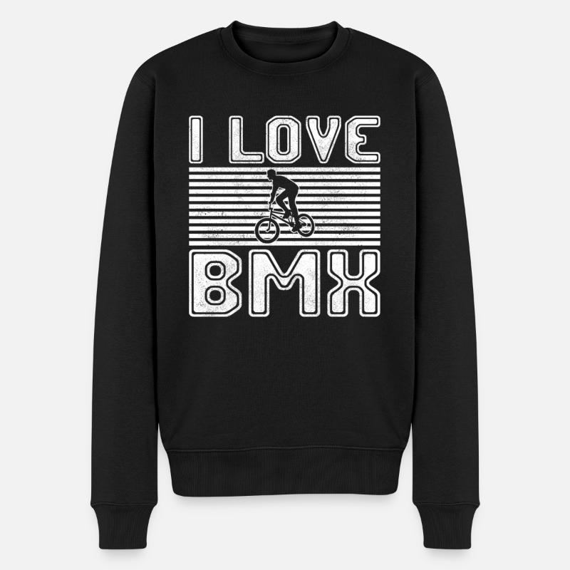 I love bmx - Männer Premium Bio Pullover - Schwarz