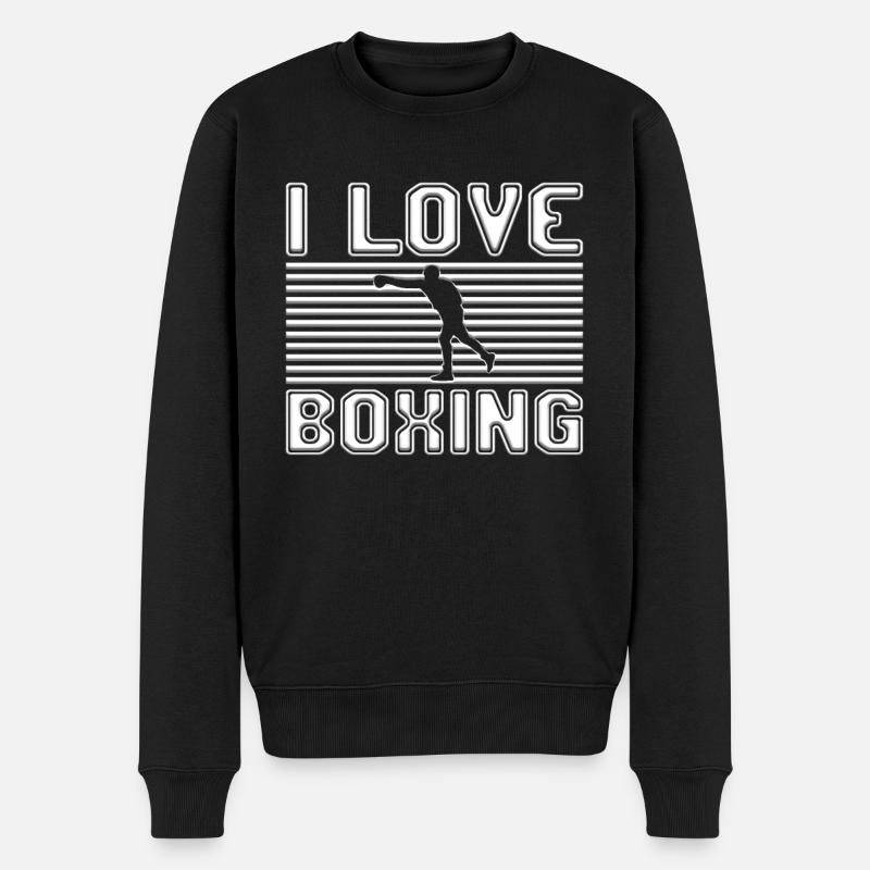I love boxing - Männer Premium Bio Pullover - Schwarz