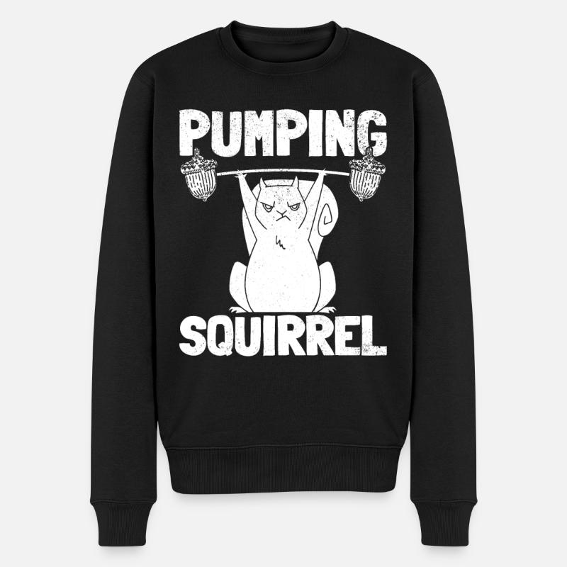Pompage Écureuil Powerlifting Écureuil - Pull Premium bio Homme - noir