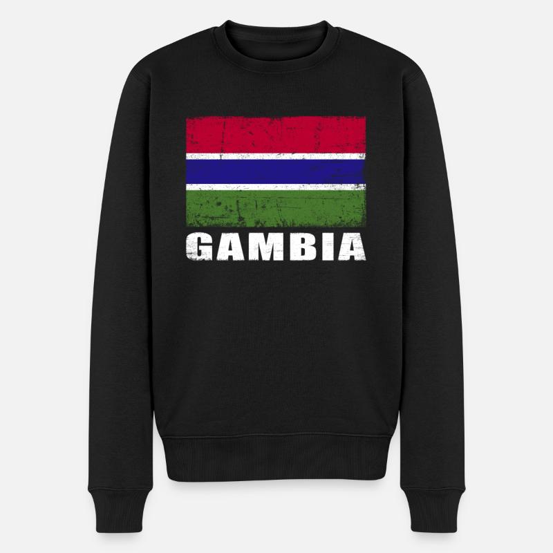Gambie Drapeau Grunge Gambie Drapeau - Pull Premium bio Homme - noir