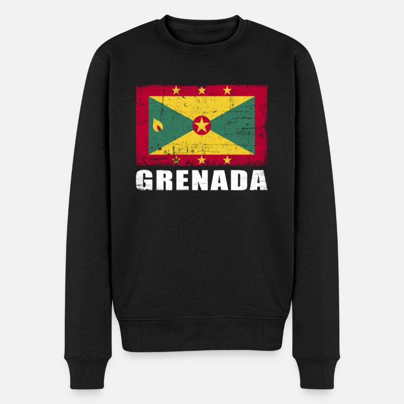 Grenada Flagge Grunge Grenada Fahne - Männer Premium Bio Pullover - Schwarz