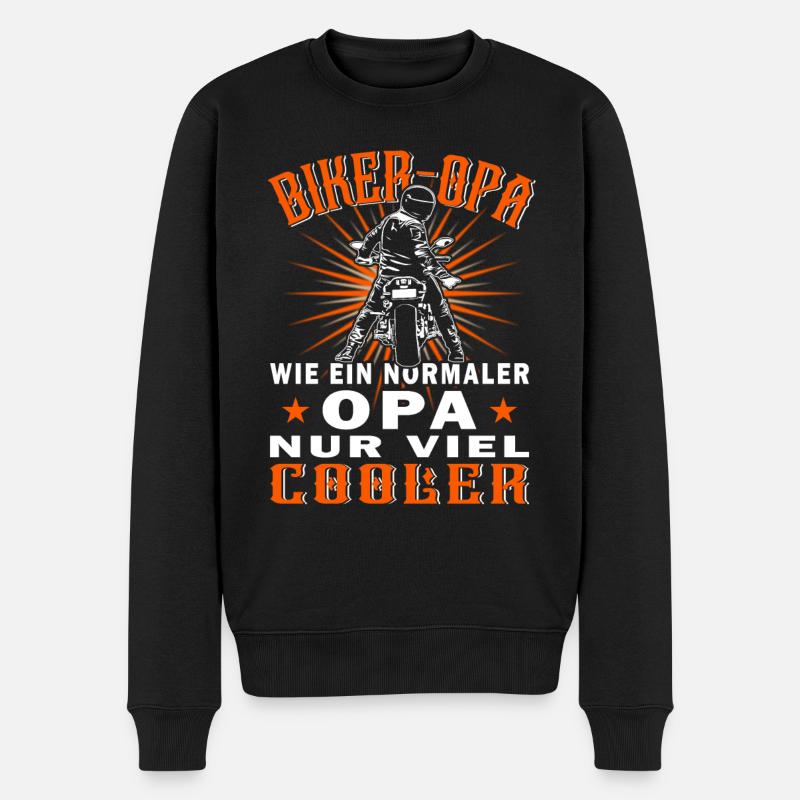 Biker Opa - Motorradfahrer - Motorrad - Männer Premium Bio Pullover - Schwarz