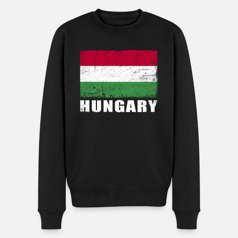 Ungarn Flagge Grunge Ungarn Fahne - Männer Premium Bio Pullover - Schwarz