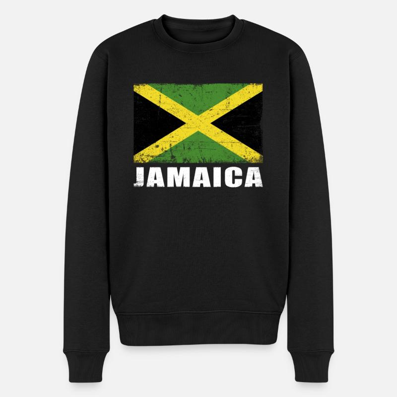 Jamaika Flagge Grunge Jamaika Fahne - Männer Premium Bio Pullover - Schwarz