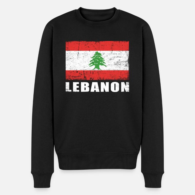 Libanon Flagge Grunge Libanon Fahne - Männer Premium Bio Pullover - Schwarz