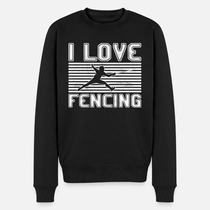 I love fencing - Männer Premium Bio Pullover - Schwarz