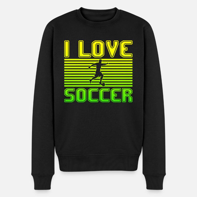 I love soccer - Männer Premium Bio Pullover - Schwarz