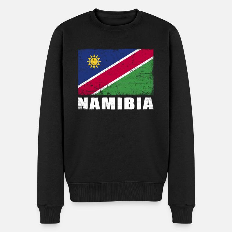 Namibia Flagge Grunge Namibia Fahne - Männer Premium Bio Pullover - Schwarz