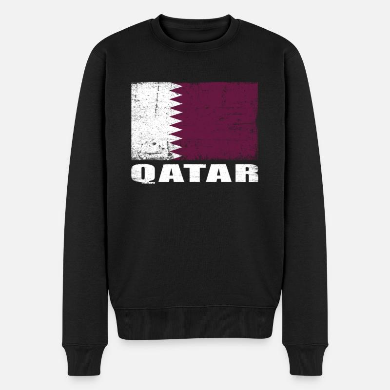 Qatar Flag Grunge Qatar Flag - Pull Premium bio Homme - noir
