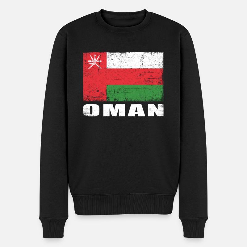 Oman Flagge Grunge Oman Fahne - Männer Premium Bio Pullover - Schwarz