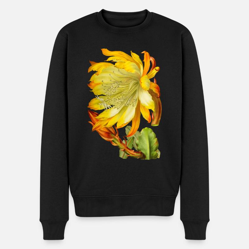 Vintage-Kaktusblüte, viktorianische Illustration - Männer Premium Bio Pullover - Schwarz