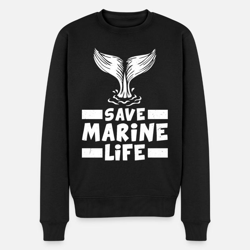 Wal Flosse Leben Umweltschutz Planet Ozean Meer - Männer Premium Bio Pullover - Schwarz