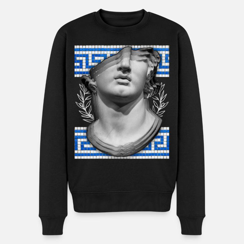 Greece, ancient sculpture, meandering pattern - Men's Premium Organic Jumper - black