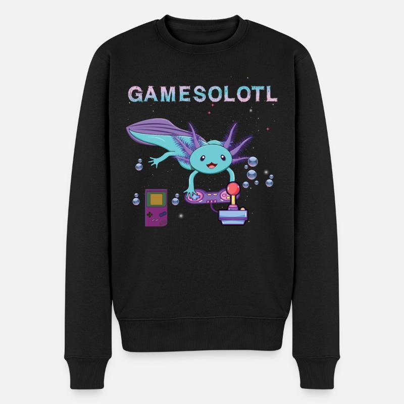 Cute Axolotl Games A Lot Video Game Lover Gaming - Männer Premium Bio Pullover - Schwarz