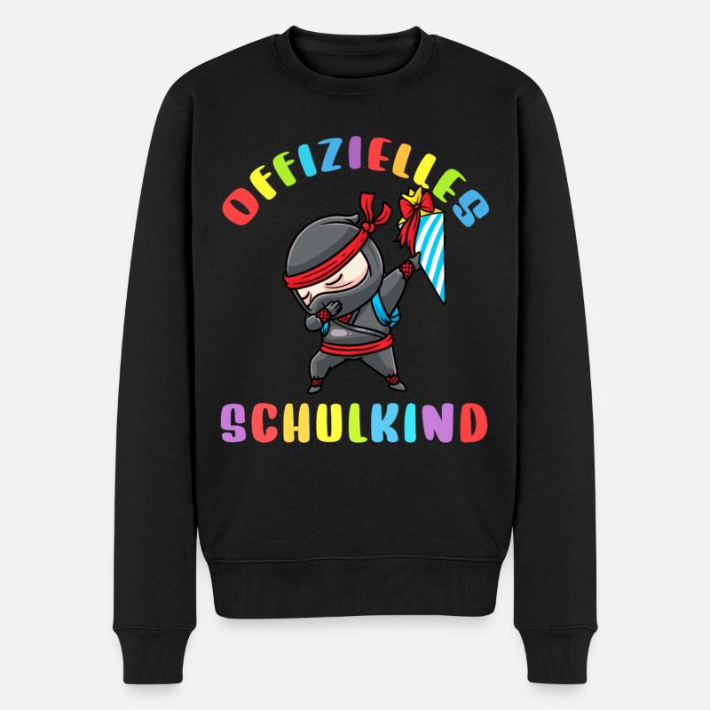 Schulkind Einschulung Ninja - Männer Premium Bio Pullover - Schwarz