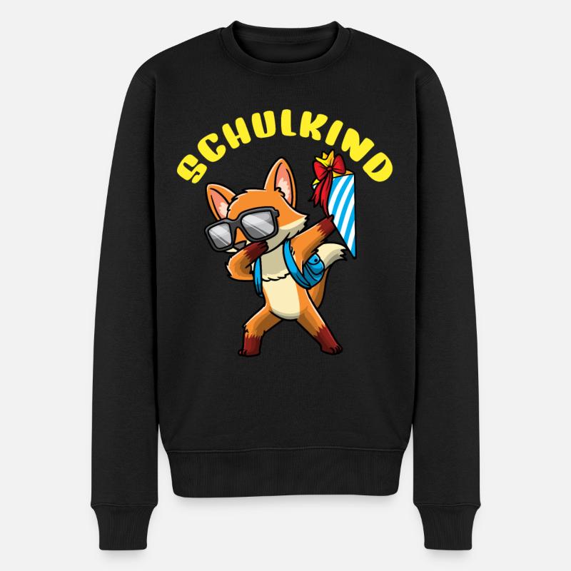 Schulkind Einschulung Fuchs - Männer Premium Bio Pullover - Schwarz