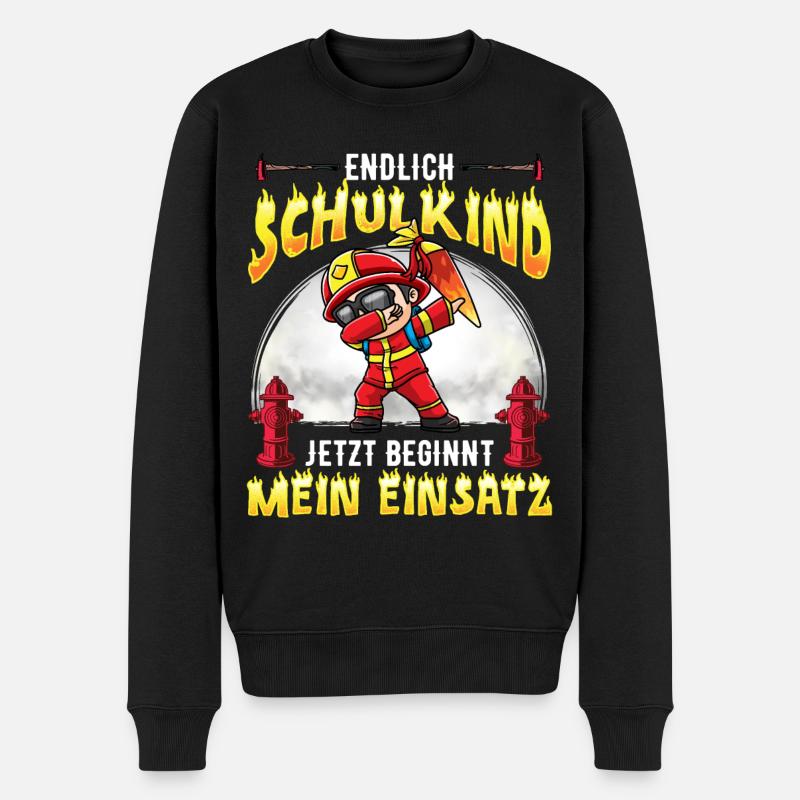 Schulkind Einschulung Feuerwehr - Männer Premium Bio Pullover - Schwarz