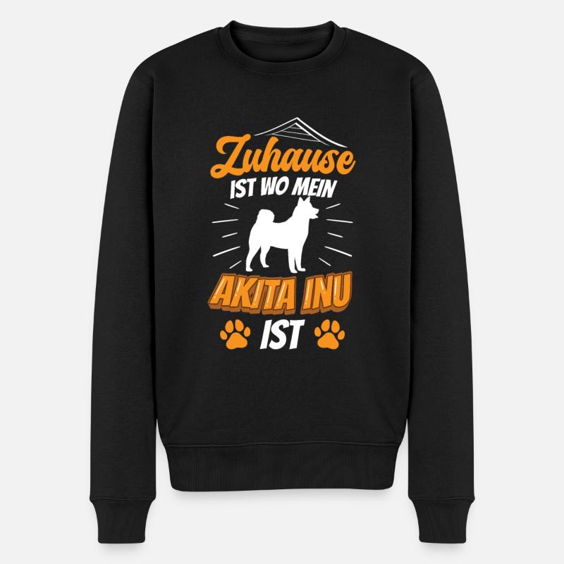 Zuhause ist wo mein Akita Inu ist - Männer Premium Bio Pullover - Schwarz