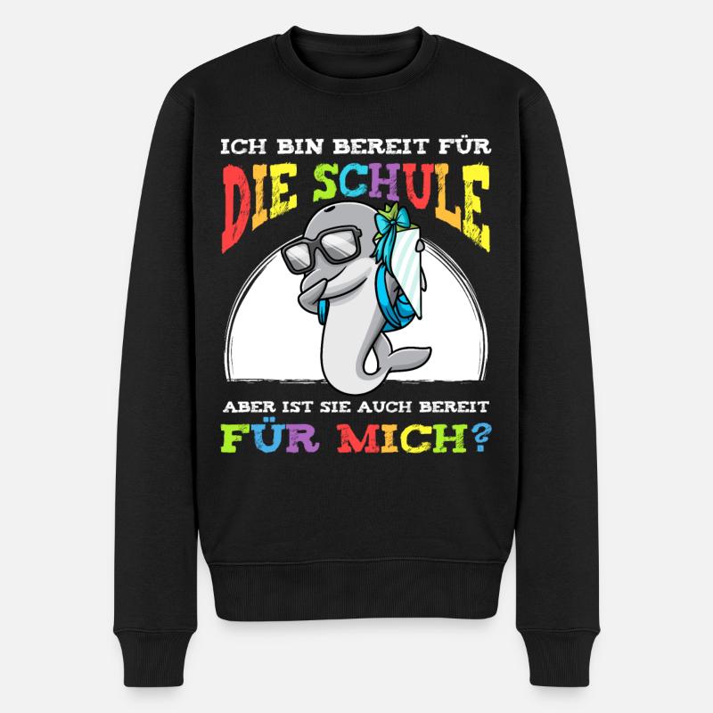 Schulkind Einschulung Delfin - Männer Premium Bio Pullover - Schwarz
