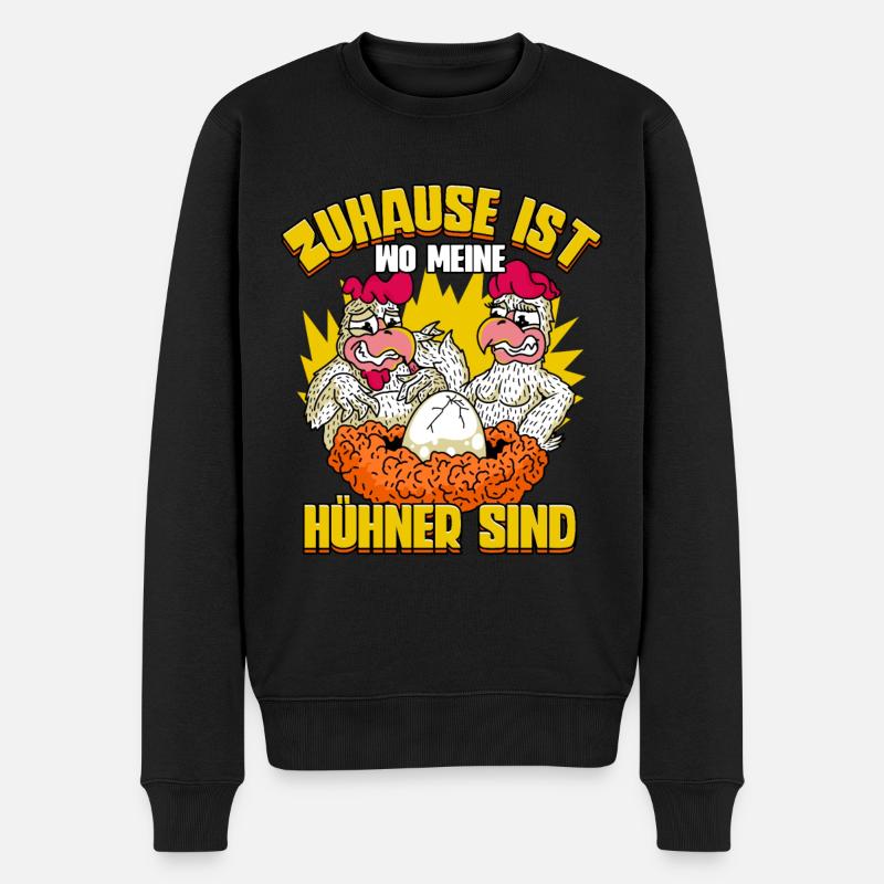 Huhn Zuhause Ist Wo Meine Hühner Sind - Männer Premium Bio Pullover - Schwarz