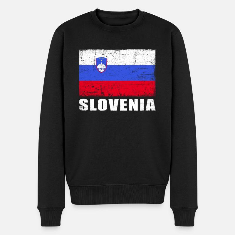 Slovénie Drapeau Grunge Slovénie Drapeau - Pull Premium bio Homme - noir