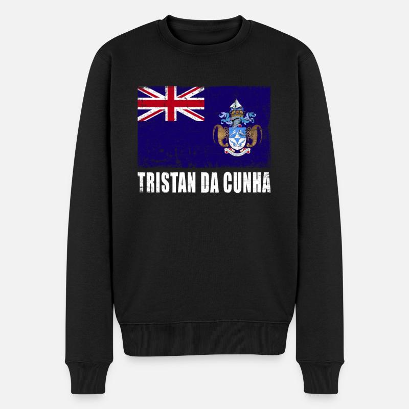 Tristan Da Cunha Flagge Grunge - Männer Premium Bio Pullover - Schwarz