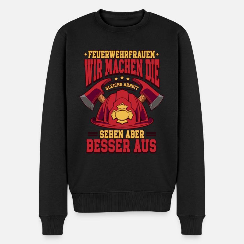 Feuerwehrfrauen Feuerwehrfrau - Männer Premium Bio Pullover - Schwarz