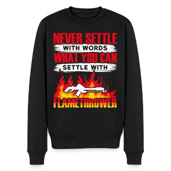 Flammenwerfer Lover Flammenwerfer Hot Burn - Männer Premium Bio Pullover - Schwarz - Vorne - Nico (187cm)