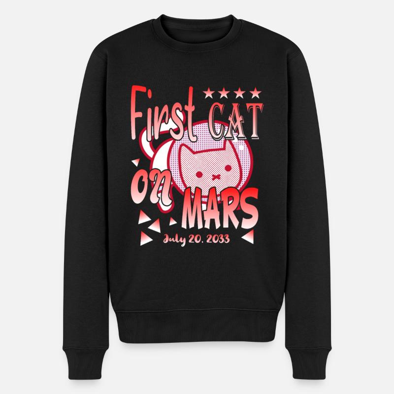 First Cat on Mars - Männer Premium Bio Pullover - Schwarz