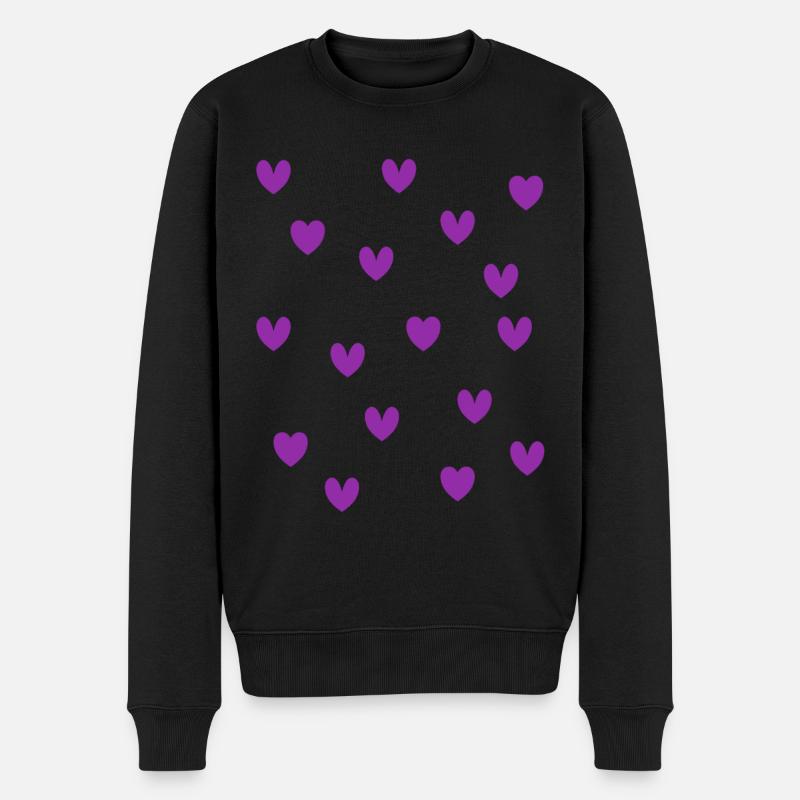 Lila Herzen - Männer Premium Bio Pullover - Schwarz