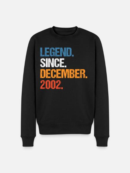 Legend Since December 2002 Birthday - Men's Premium Organic Jumper - black