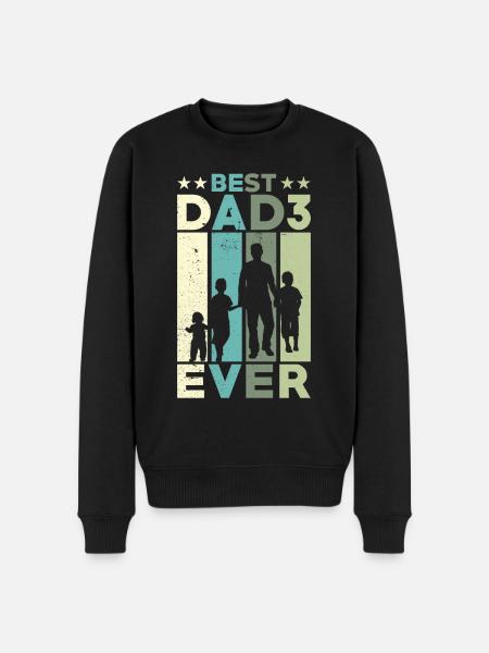 Bedste far nogensinde Retro Tre børn bedst - Økologisk premium-sweatshirt til mænd - sort