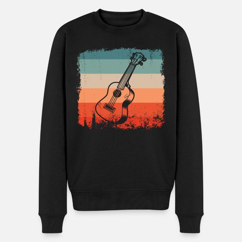 Guitariste Retro Guitare Silhouette Guitariste - Pull Premium bio Homme - noir