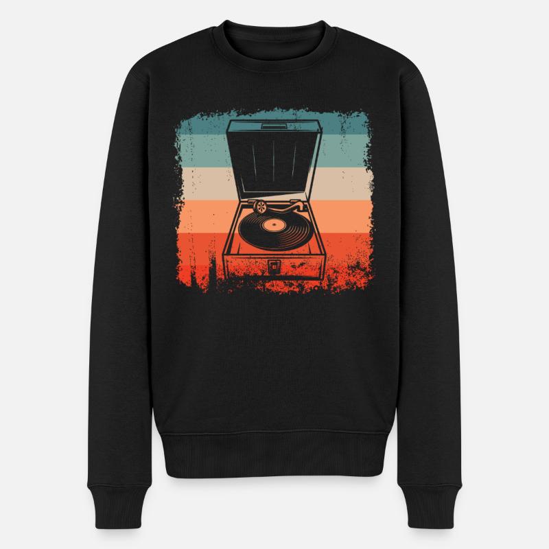 Vinyle Platine Rétro Vinyle - Pull Premium bio Homme - noir