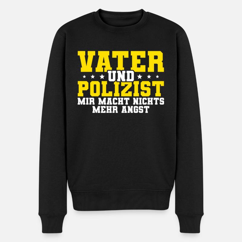 Polizist Polizei Papa - Männer Premium Bio Pullover - Schwarz