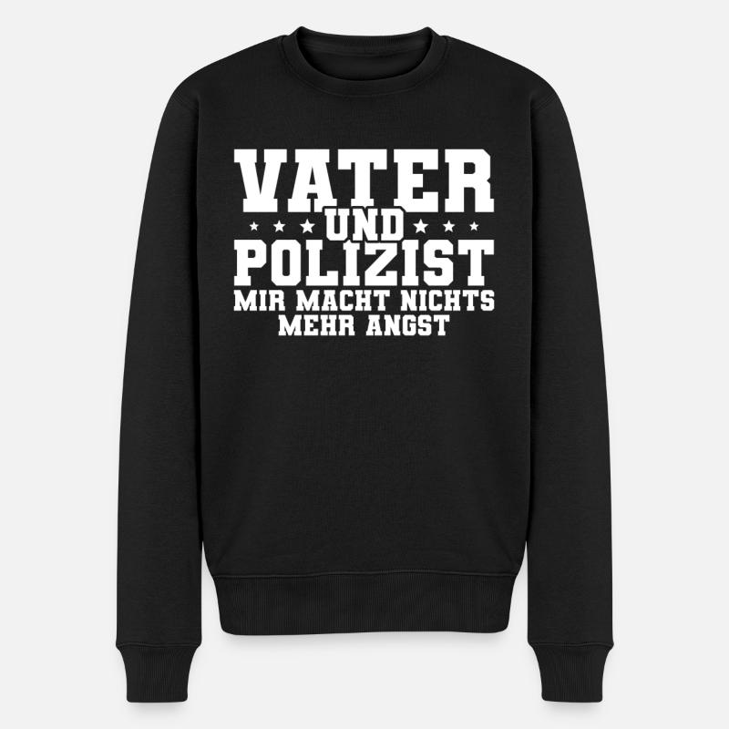 Polizist Polizei Papa - Männer Premium Bio Pullover - Schwarz