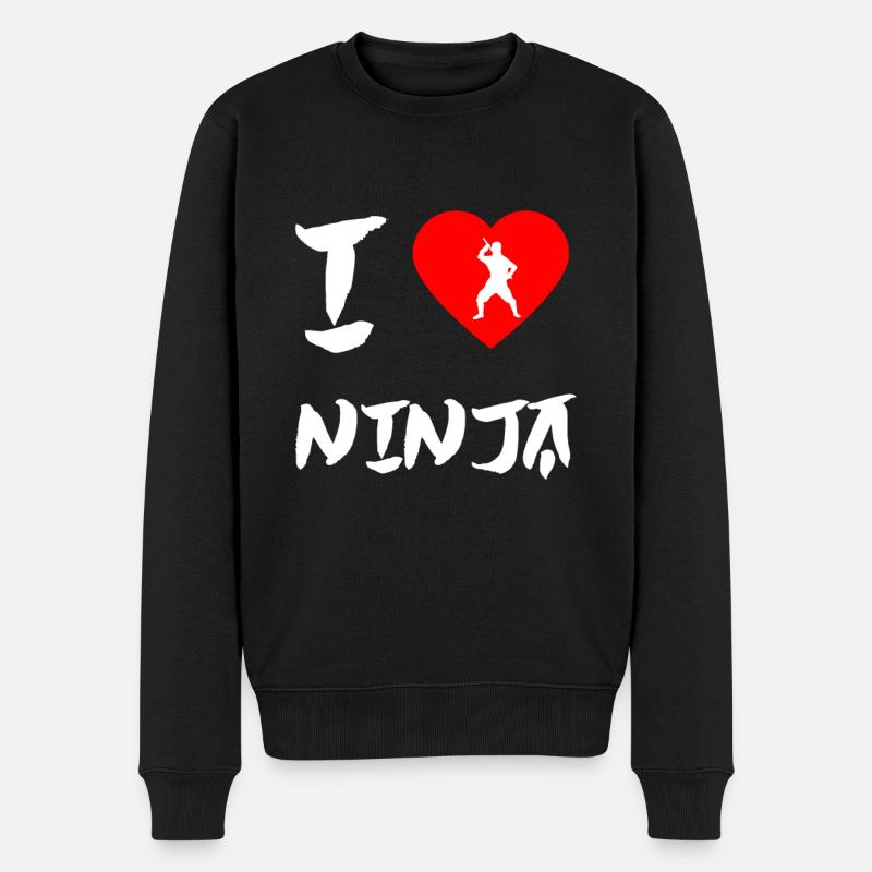 Ninja - Männer Premium Bio Pullover - Schwarz