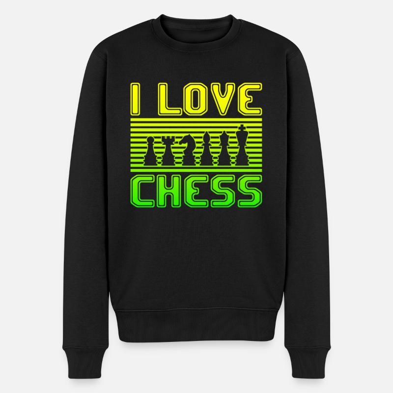I love chess - Männer Premium Bio Pullover - Schwarz