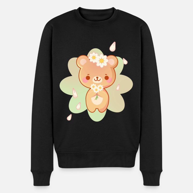 Kawaii Bär Sommer - Männer Premium Bio Pullover - Schwarz