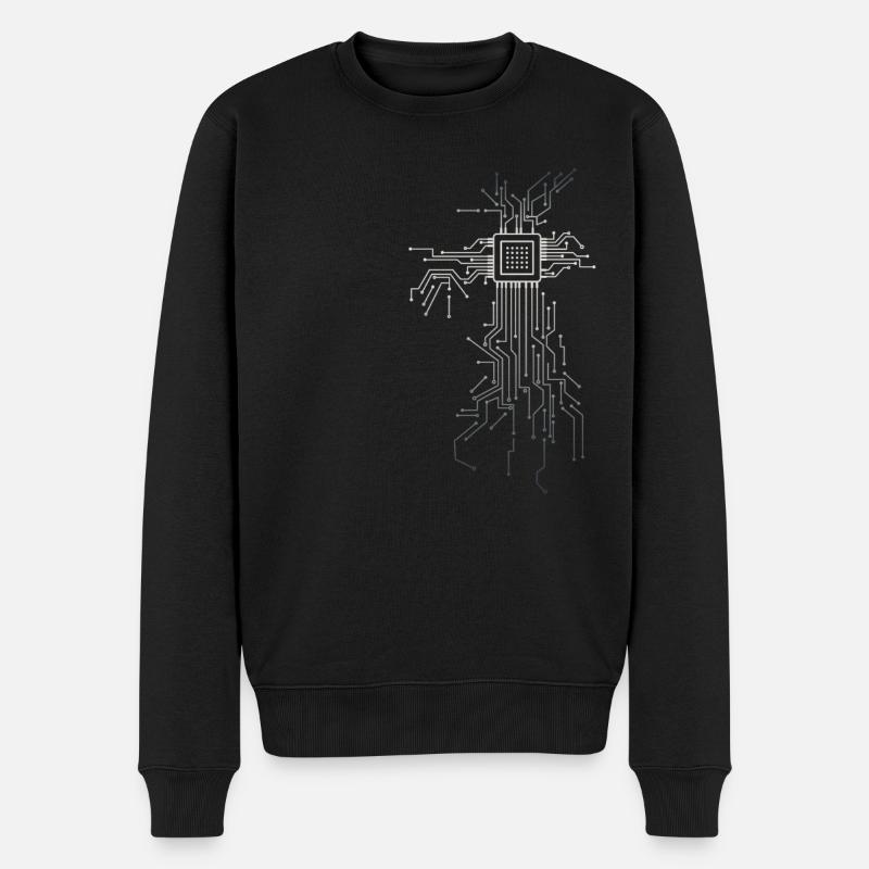 PCB Platinen Layout CPU Herz Computer Admin Nerd - Männer Premium Bio Pullover - Schwarz