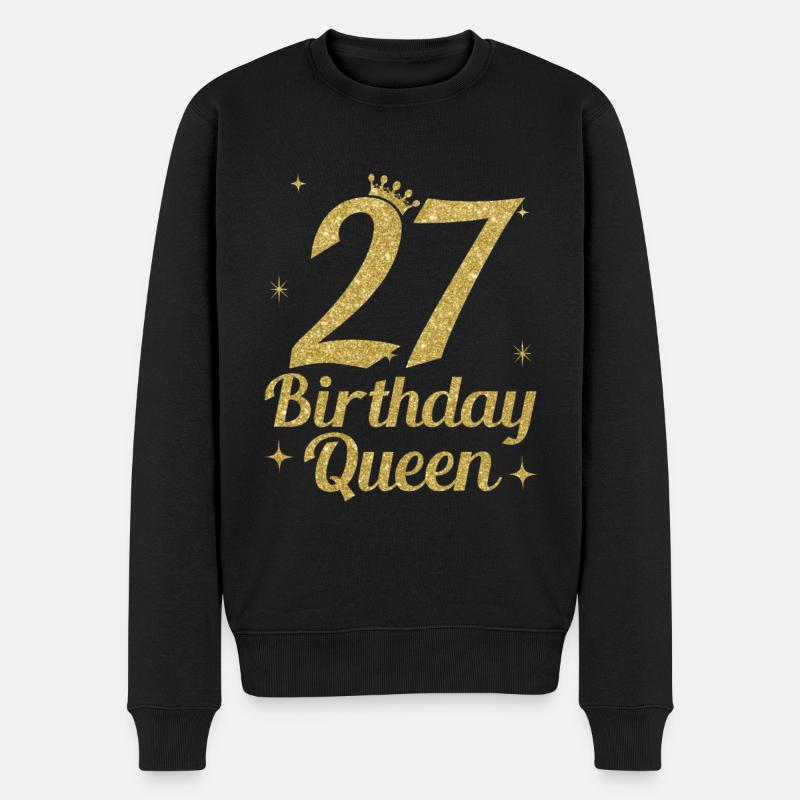 Birthday Queen 27 - Männer Premium Bio Pullover - Schwarz