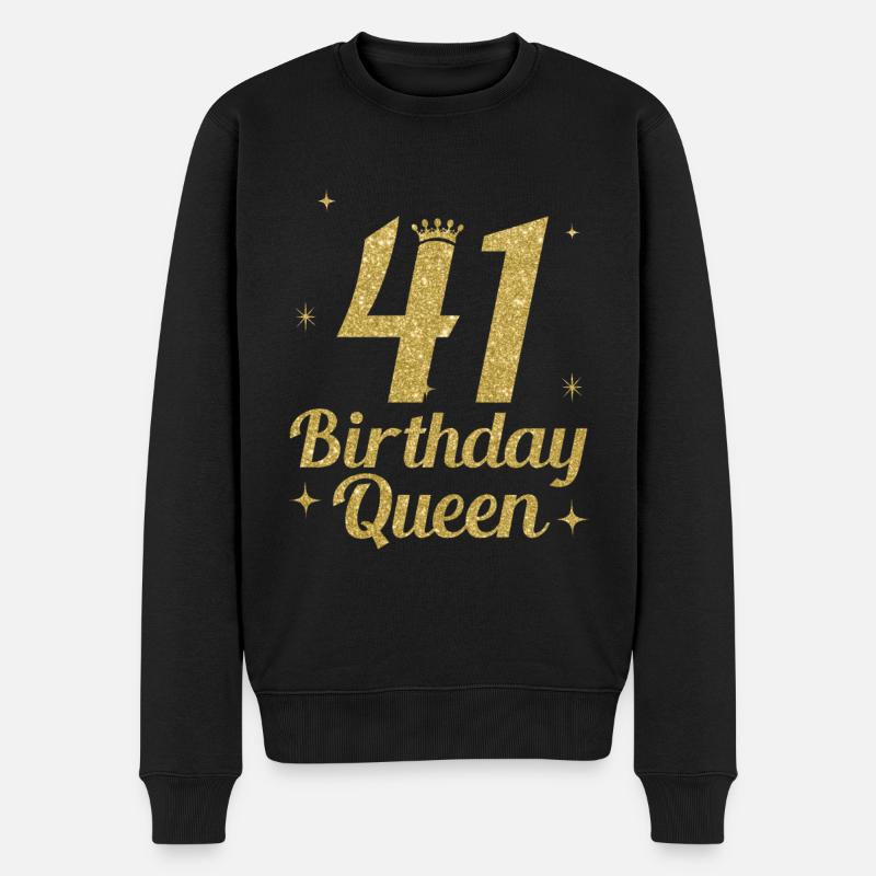 Birthday Queen 41 - Männer Premium Bio Pullover - Schwarz